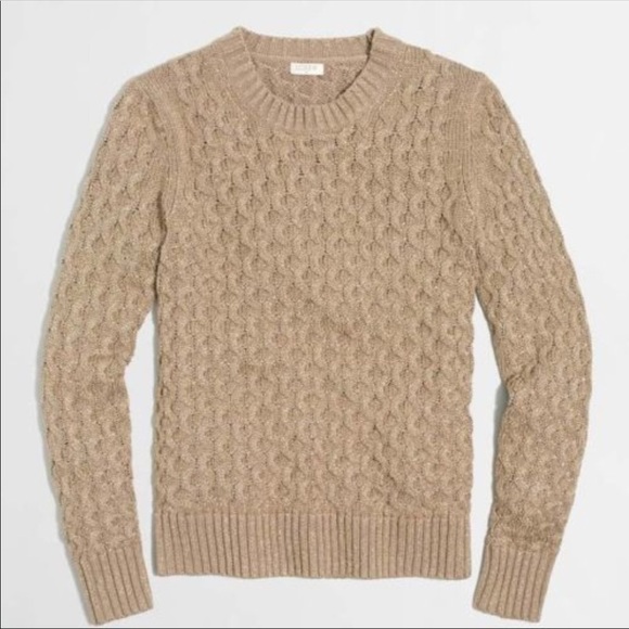 J. Crew Sweaters - NWT J. Crew tan gold metallic cable knit sweater